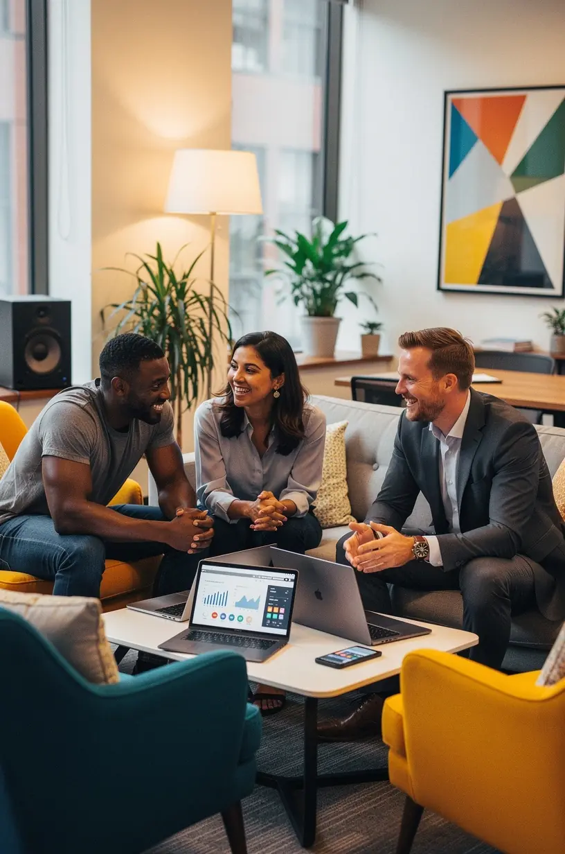 Illustration of cultural elements enhancing workplace efficiency.